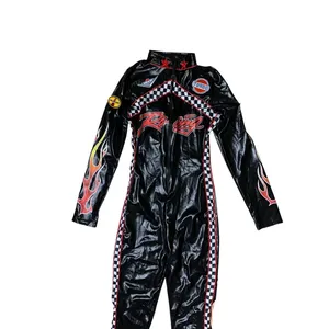 Dreamgirl Racing Flame Checkered Zip Costume Jumpsuit Womens Small thumbnail 3