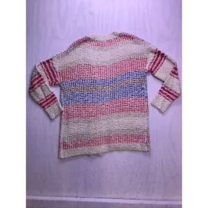 Adora Cardigan Sweater Womens 2XL 3XL Ivory Red Blue Striped Open Front‎ thumbnail 11