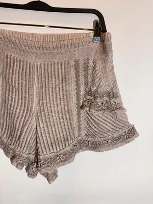 Free People Adore You Neutral Pieced Lace Boho Festival Shorts Size Large thumbnail 5