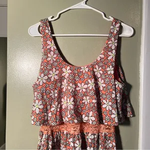Persaya Women's Juniors Size XL Sun‎ Dress Pink Daisy Floral Lace Sleeveless thumbnail 2