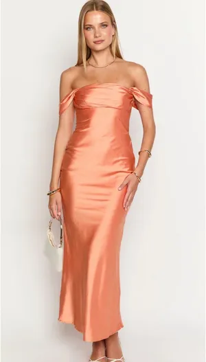 Beginning Boutique Ella Orange Off-Shoulder Formal Dress thumbnail 8