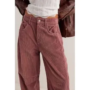 We The Free Free People Good Luck Barrel Corduroy‎ Pants Pink 24 Wide Leg EUC thumbnail 3