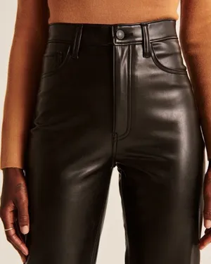 Abercrombie & Fitch The Ankle Straight Ultra High Rise Vegan Leather Pants 12/31 thumbnail 15