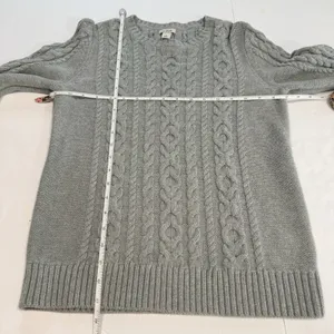 LL Bean Gray Double L Mixed Cable Cotton Crew Neck Pullover Sweater Size SMALL thumbnail 7