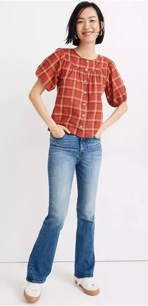 Madewell Red Plaid Prose Shirt XS thumbnail 1