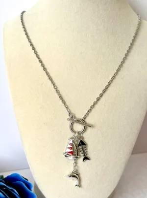 Dolphin Inspired Necklace (719) 🐬 Silver thumbnail 1