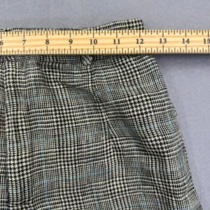 Reformation 100% Linen Wide Leg Plaid Pants‎ Black White Blue Size 2 High Rise thumbnail 4