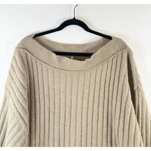 Free People Womens Sweater Gray Cabin Fever Pullover Ribbed Fleece Dolman Large thumbnail 9