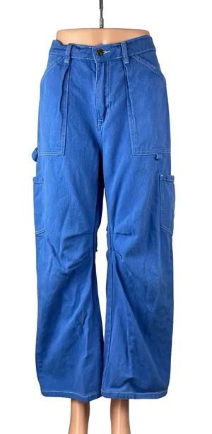 Lioness Miami Vice Women's High Rise Baggy Wide Leg Cargo Denim Jeans Pants Sz M thumbnail 1