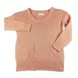 Old Navy Sweater Womens Small Pink Tunic Length‎ V Neck Long Sleeve 100% Cotton thumbnail 1