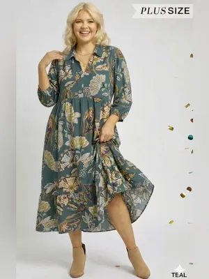 New!Umgee Plus Size Boho Paisley Lined Tiered Midi Dress Size 1X thumbnail 2