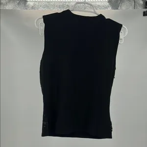 Talbots Black sleeveless silk blend sequin floral knit top S casual office thumbnail 5