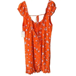 Free People Like A Lady Mini Dress Orange Floral Size Medium thumbnail 4