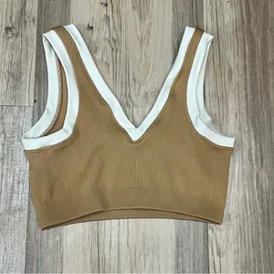 NWT Aerie 2- piece tan ribbed bootyshorts sports bra sz Medium Large shortie thumbnail 8