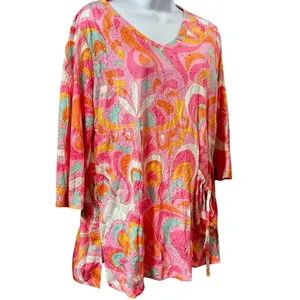 Ali Miles Blouse V-Neck Tunic Abstract Geometric Print Size Medium Top thumbnail 11