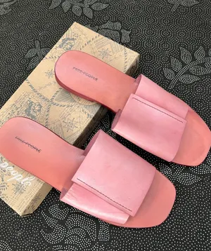Free People Verona Pink Slide Sandals with Wide Strap Watermelon Color thumbnail 1