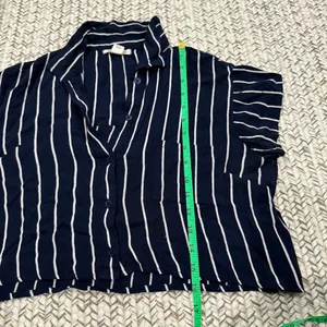 Billabong Blue and White Tropical Crush Striped Button-Up Crop Top thumbnail 12