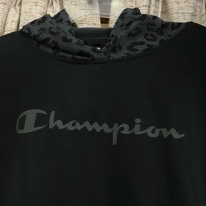 Champion Black Leopard Print Logo Hoodie  thumbnail 2
