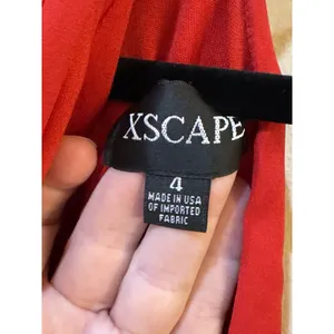 NEW XSCAPE Red RUFFLE‎ CHIFFON Gold Metal NECKLINE Halter EVENING Dress GOWN 4 thumbnail 7