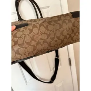 Coach Large Brown Signature Weekender Duffle Travel Tote Bag Purse Carryall thumbnail 6