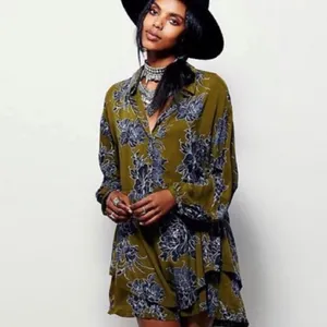 Free People Shake It Mini Dress Women S Olive Floral Boho Whimsigoth Romantic thumbnail 2