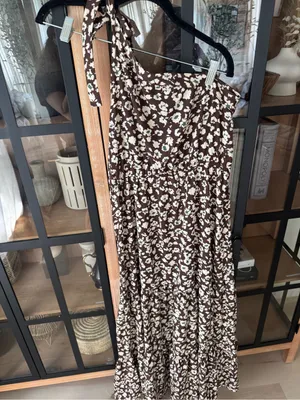 Amazon floral maxi dress prettygarden chocolate one shoulder knot ruffle elastic thumbnail 8