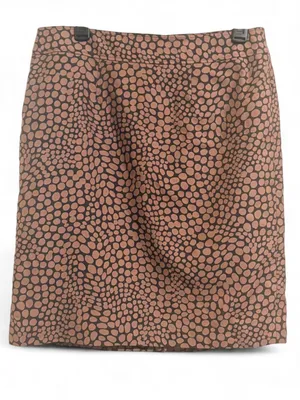 Women’s Loft Brown With Beige polkadot Pattern Pencil Skirt Sz 10 thumbnail 2