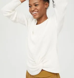 Aerie Offline Twist Front Sweater NWT XS Waffle Knit Ribbed Lounge Athleisure thumbnail 1