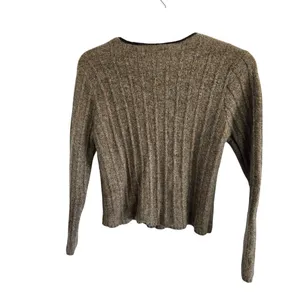 Vintage Crossing Pointe 100% Wool Brown Sweater Button up Winter Sweater thumbnail 2