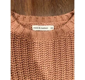 Moon & Madison Boho Cozy Knit Cropped Sweater Small Blush Pink thumbnail 4