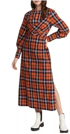 STAUD Crosshill Gingham Midi Dress Open Back Summer Dress Size Small thumbnail 1