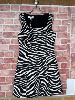 NWT Designer Michael Kors Zebra Wool Dress 8 Mob Wife Chic thumbnail 4