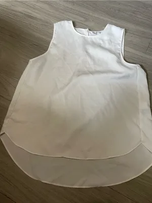 Banana Republic White Sleeveless Layered Hem Blouse thumbnail 1