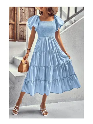 PrettyGarden Summer Puff Sleeve Midi Dress thumbnail 8