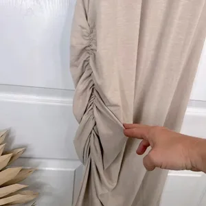 Treasure & Bond Women's Beige Oatmeal Ruched Side T-Shirt Midi Dress Size M thumbnail 7