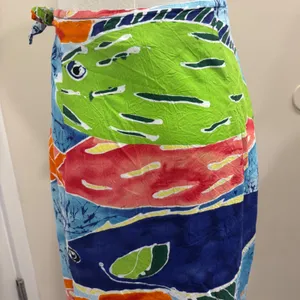 VTG Jams World Rainbow Fish Batik Print Wrap Midi Skirt Cover Up Small Tropical thumbnail 7