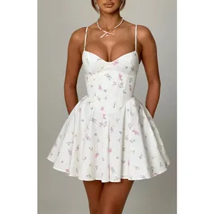 NWT Babyboo Analeigh White Multi Floral Corset Fit & Flare Mini Dress Size Small thumbnail 3