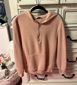 Light pink quarter zip with hood Size XS thumbnail 1