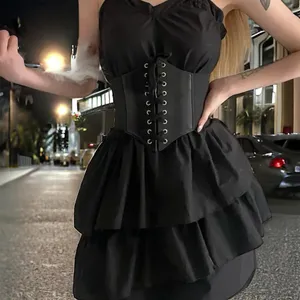 Vintage Style Lace Up‎ Faux Leather Elastic Girdle Black Casual Wide Waist Belt thumbnail 10