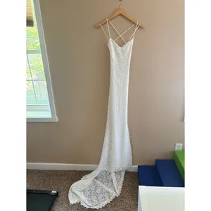 Lulus Perfectly Beloved White Lace Sleeveless Lace-Up Maxi Dress Size XS Wedding thumbnail 4