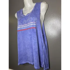 Peloton Tank Top Womens Medium Blue Scoop Neck Striped Logo Relaxed Fit Athletic thumbnail 4