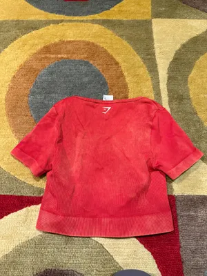 Gymshark Gains Seamless Washed Crop Top Carmine Red Women’s Size Medium thumbnail 3