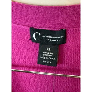 C by Bloomingdale's Cashmere Cardigan Women XS Pink V-Neck Button Front V9702 thumbnail 2