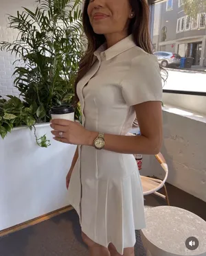 Zara mini dress pleated skirt collar button up ivory casual classic old money thumbnail 5