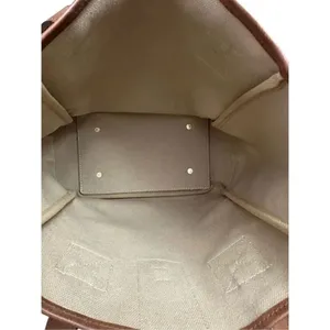 Vintage Dooney & Bourke Brown Tan Plaid Leather Trim Womens Purse Tote Bag thumbnail 9