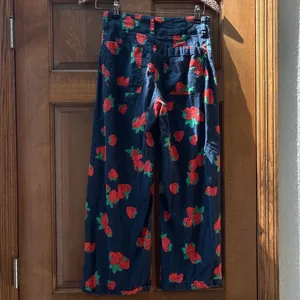 Maeve The Colette Cropped Wide-Leg Pants in Strawberry Linen Edition Size 26 thumbnail 6