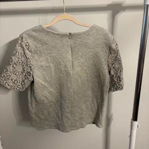 LOFT Gray Lace Short Sleeve Tee thumbnail 5
