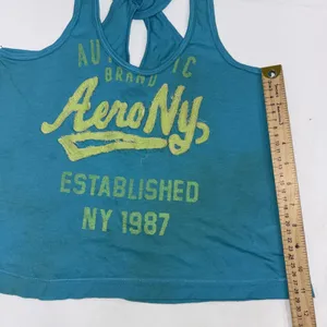 Y2K Vintage Aeropostale Blue Green Embroidered‎ Logo Cross Cross Tank Top thumbnail 6