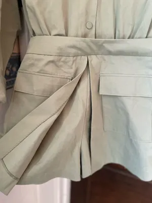 Mare mare Anthropologie long sleeve Olive Green Utility Romper thumbnail 4