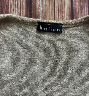 Kalico Women’s Sleeveless Scoop Neck Gold Metallic Knit Top Size Medium thumbnail 6